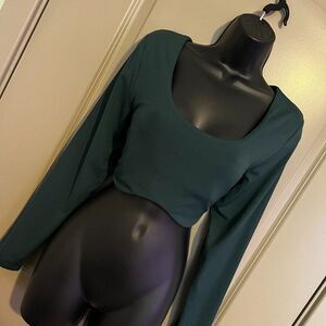 Women's XL Aerie OFFLINE Green LS Crop